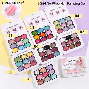 <span class=keywords><strong>Gel</strong></span> de pintura de uñas sin limpieza de 9 rejillas, consistencia gruesa para mezcla de degradado, diseño de arte fácil, <span class=keywords><strong>Gel</strong></span> de pintura Pat - Product Image 6