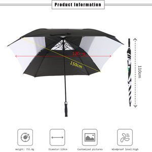 Grand parapluie de golf carré coupe-vent de 68 pouces avec étui de transport pour hommes et femmes, voyage de golf, plus de parapluies de golf - Product Image 2