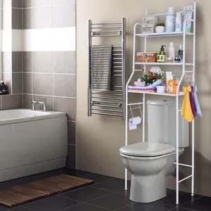 Toptan Metal 3 katmanlı uzay tasarrufu banyo organizatör raf tuvalet raf raf banyo depolama rafı