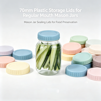 Couvercles colorés pour bocaux Mason de 70 mm, en plastique de qualité alimentaire, hermétiques, avec joint en silicone