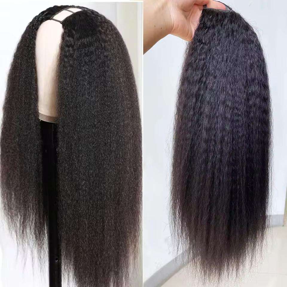 Kinky straight v part wig