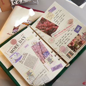 Phim Hoạt Hình Dễ Thương Vải máy tính xách tay sáng tạo 6 lỗ bông và vải gai dầu thủ công tài khoản cuốn sách nhật ký sinh viên A5 - Product Image 4