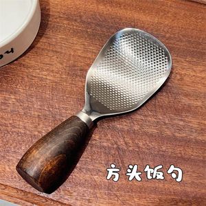 Stainless Steel Rice Scoop With Wooden Handle Heat Resistant For Rice Cooker Kitchen Use - Product Image 1