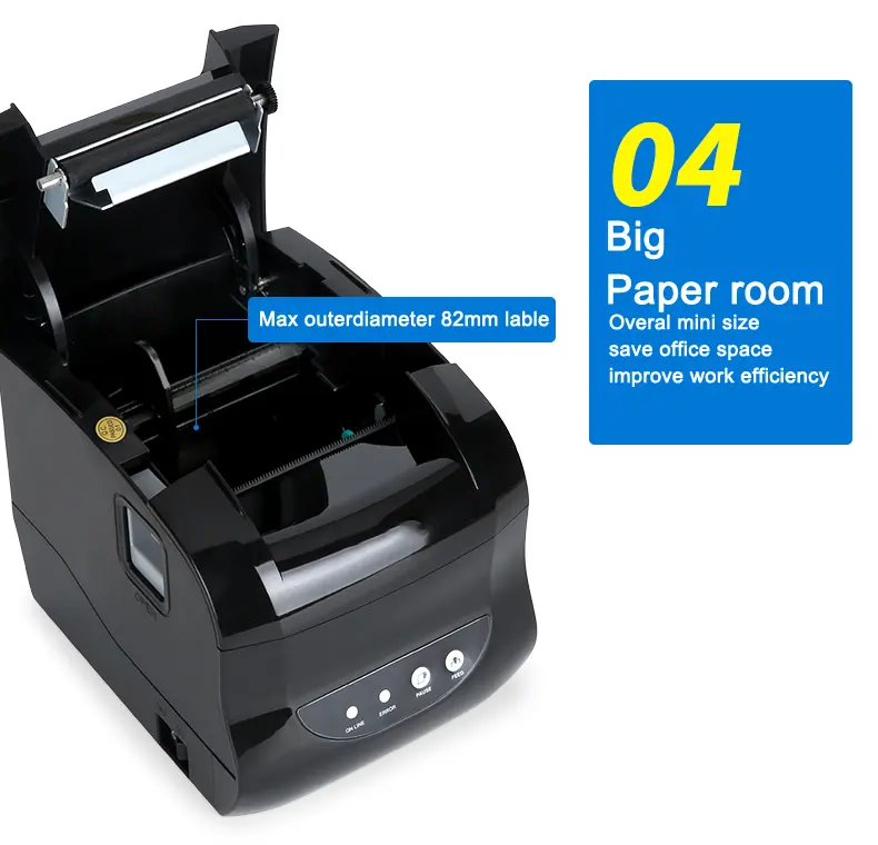 Comercial 3 inç iki bir xprinter XP365B pos usb sticker barkod 80mm termal makbuz ve nakliye etiket yazıcı