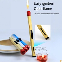 Briquet multifonctionnel portable coupe-vent, allumeur de bougies d'aromathérapie, allumeur à gaz butane gonflable à long manche, flamme nue