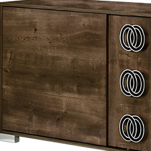 HMS 66 marrone metallo tre cassetti doppio cassettone stile moderno camera da letto mobili con deposito per soggiorno - Product Image 3