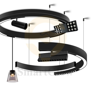 90 độ cong căng Trần hồ sơ theo dõi kết nối hình bầu dục vòng tròn tròn từ đường sắt theo dõi DC48V đèn từ - Product Image 4