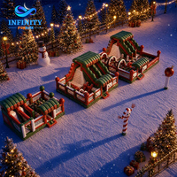Parc d'attractions gonflable commercial sur le thème de Noël, château gonflable pour enfants, structure de saut gonflable d'extérieur avec toboggan