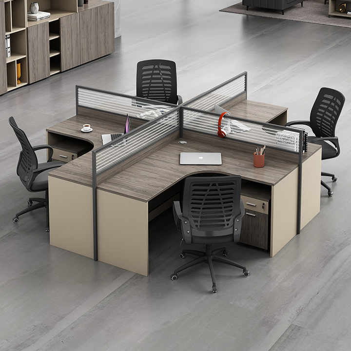 Office Partition 4 Person Staff Desk Cubicle Arc Workstation