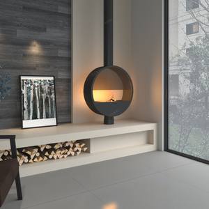 高級カスタムリング型吊り下げ式暖炉、薪で暖める吊り下げ式本物の炎、煙の出ないオープンフレーム、家庭用に最適 - Product Image 4