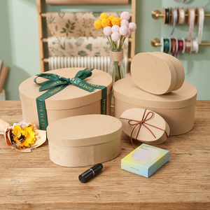 Eco-Friendly Recycled Kraft Cardboard Heart-Shaped Double Door <b>Box</b> Lid Sponge Lining for Photo Frames Birthday Wedding-Embossed - Product Image 3