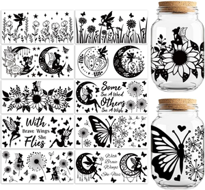 Pegatinas Personalizadas Impermeables UV DTF para Vasos, Diseño de Hadas Negras, 10 Hojas, Pegatinas de Vinilo Personalizadas - Product Image 1