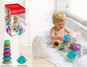 Jouets de bain flottants empilables pour bébés et tout-petits, bateaux souples à empiler, jouets de <span class=keywords><strong>baignoire</strong></span> pour bébés - Product Image 2