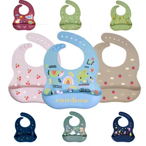 BSCI certified customizable flexible and portable waterproof and BPA-free dust proof silicone baby feeding bib