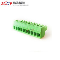 Bloc de bornes PCB en plastique à contact en laiton de style européen, espacement de 3,81 mm, pour fils >30 AWG, 10A 300V, connexion à vis en acier