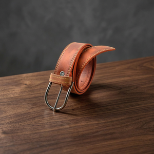 Ceintures formelles pour hommes en cuir de vache véritable de couleur marron, personnalisables, vintage, écologiques, résistantes à l'eau, avec boucle carrée en acier - Product Image 1