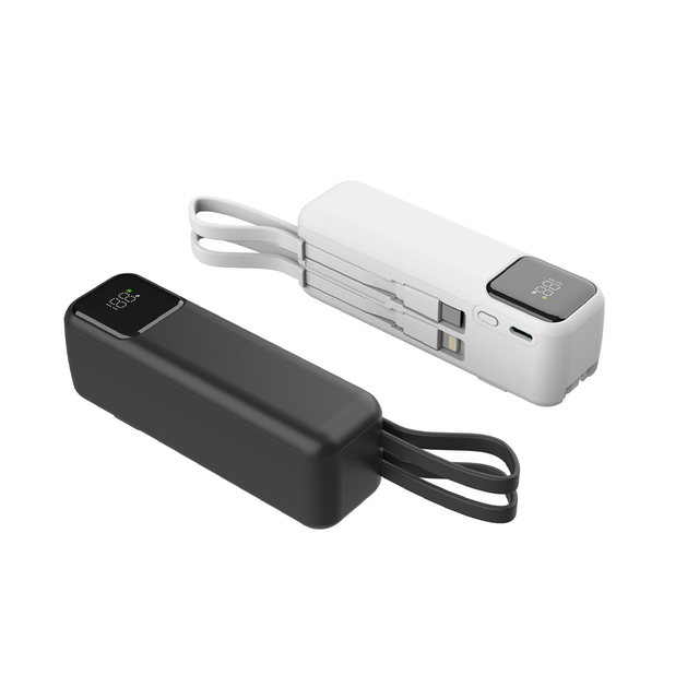 Mini Power Bank with AC Plug Built in Cables 5000mAh 20W Fast Charging Portable Charger