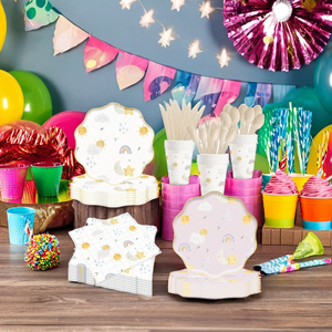 DAMAI Sky Rainbow Cloud Star Sun Kids Birthday Party Supplies Disposable <b>Dinnerware</b> Paper Napkin Cups Plates Party Tableware <b>Set</b> - Product Image 3