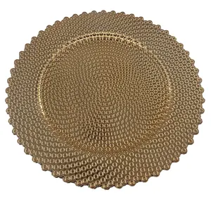 Luxury Hammered Rim Melamine Charger Plate Decorative Service Plate for Home Professional Dining for Upscale Events Parties