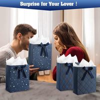 Bolsas de Regalo Surtidas Premium Azules con Papel de Seda para Cumpleaños, Baby Shower, Bodas, Recuerdos de Fiesta, Regalos Navideños
