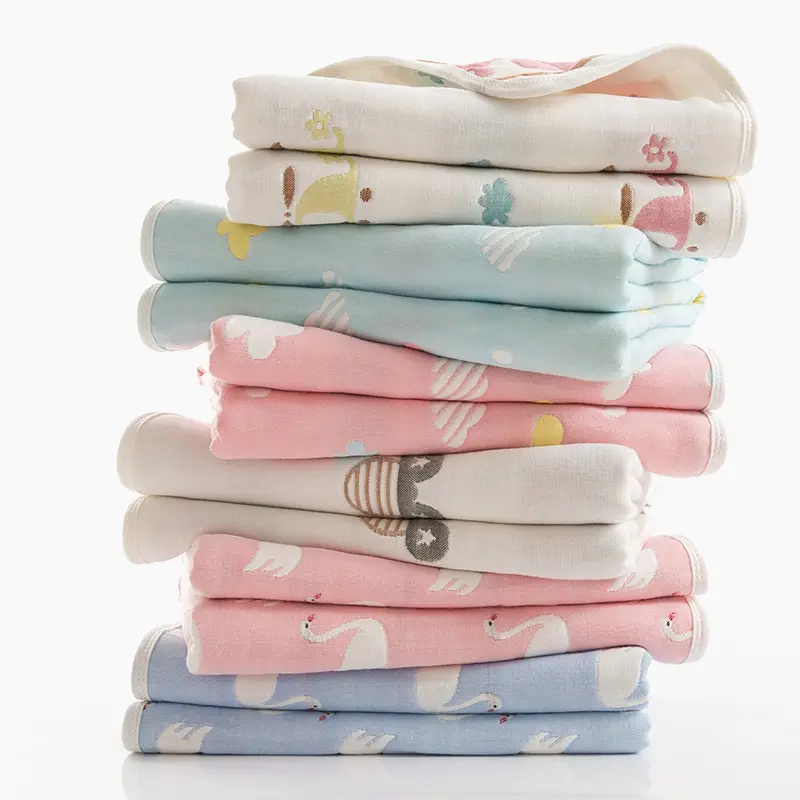 Neue Art Organic Musselin Baby Handtuch Baumwolle Gaze Super Weiche Baby Bad Handtuch 6 Schichten Infant Handtuch Neugeborenen Decke