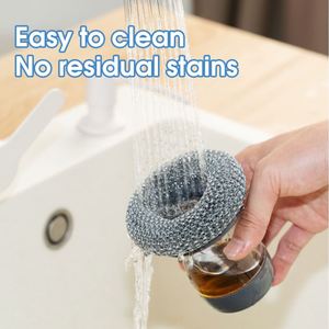 Kitchen Gadgets PET Soap Dispensing Palm <b>Scrub</b> Cleaning Brush Plastic Pot Scrubber Dish Brush With Soap Dispenser - Product Image 5