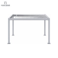 Pergola bioclimatique motorisée à toit en aluminium avec revêtement en poudre, pour jardin extérieur, imperméable, style Antarctique
