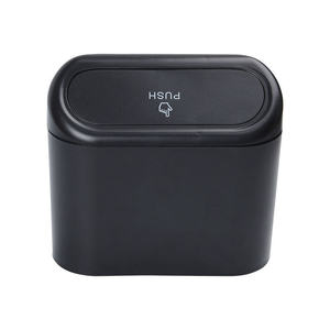 Hot Sale Car Trash Bin Hanging Vehicle Garbage Dust Case Storage Box Black Pressing Type Trash Can Auto Accessories