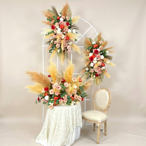 Decoración de Boda con Hierba de Pampas Ecológica y Hojas de Eucalipto en Tono Marrón, Camino de Mesa Floral Artificial para San Valentín - Product Image 1
