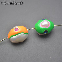 Bonne qualité blanc perle d'eau douce émail coloré mauvais yeux rugueux rond perles en vrac pour la fabrication de bijoux collier Bracelet