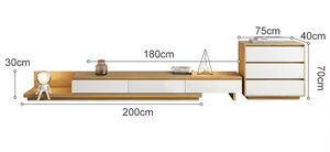 Ensemble de table basse et <span class=keywords><strong>meuble</strong></span> <span class=keywords><strong>TV</strong></span> de luxe moderne avec design en panneaux MDF pour salon, meubles de maison - Product Image 3