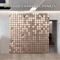 Panneau mural moderne 3D en charbon de bambou, imperméable et ignifuge, avec motif damassé pour salon, salle de bain et couloir