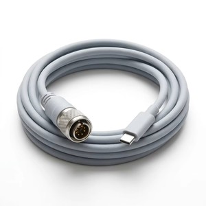 Kabel Kontrol Data PLC Tipe-C ke M12 Aviation Plug, Berinsulasi Nylon/PBT, Tahan Air IP66, dan Tahan Banting (Rugged) - Product Image 1