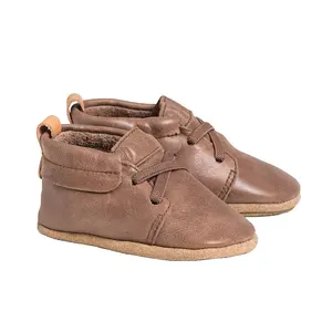 Mchozii — mocassins en cuir véritable pour bébé, chaussures pour nouveau-né, marron, à semelle souple, décontractées, vente en gros - Product Image 1