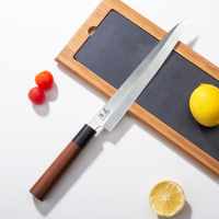 Couteau de chef japonais Kiritsuke fait main, 9,5 pouces, acier inoxydable, manches en bois d'ébène et de palissandre, écologique, ambidextre
