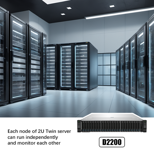 Customizable OEM ODM LX Intel Xeon 64GB DDR5 Memory D2200 2U Rack Twin Server for High Reliability High Availability Convenient