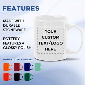Mug à café en céramique personnalisé, tasses personnalisées avec nom et logo, tasse à thé pour les voyages, passe au micro-ondes et au lave-vaisselle, cadeaux au design unique - Product Image 2