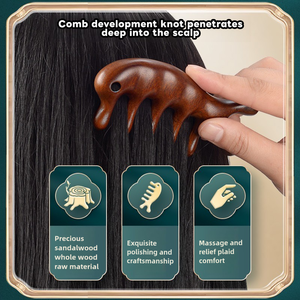 صندل للاستخدام المنزلي بالجملة مع نمط نحت عصري واسع مشط تدليك فروة الرأس - Product Image 6