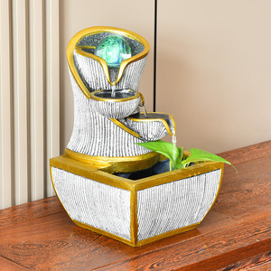 Desktop Water Fountain With <b>Rotating</b> Crystal Ball Lighted Office Decor For <b>Desk</b> Decoration Simple Style Irregular Shape - Product Image 3