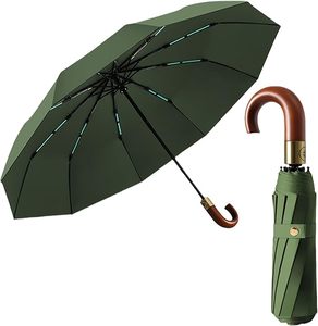 Paraguas Plegable de 3 Secciones QX con Logotipo Personalizado, Resistente al Viento, Color Sólido, Mango en J, 10k - Product Image 1