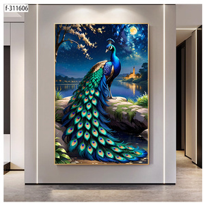 Peinture <span class=keywords><strong>sur</strong></span> <span class=keywords><strong>porcelaine</strong></span> encadrée de luxe avec cristaux, art mural animalier haute résolution, imperméable, décoration moderne pour salon - Product Image 1