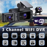 Caméra de tableau de bord WIFI 3 pouces 3 en 1 voiture dvr 3 caméra voiture boîte noire 3 lentilles avant intérieur et arrière caméra de tableau de bord 3 canaux avec wifi dashcam