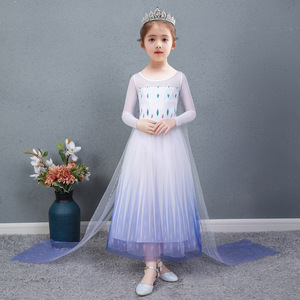 K11 Ragazze Nuovo <span class=keywords><strong>Elsa</strong></span> <span class=keywords><strong>2</strong></span> Principessa del Vestito Dei Bambini All'ingrosso Ultime Abito Lungo di Disegno Della Ragazza Del Partito di Halloween del Vestito - Product Image 1