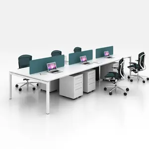 Extendable Desk Frame Melamine Laminated Board Table Top 6 People Modern Work Stations In Office Desk