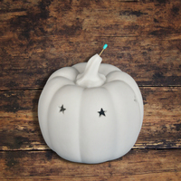 Lampe de nuit en céramique blanche en forme de citrouille d'Halloween, bougeoir creux en forme d'étoile, décoration d'automne, bougeoir