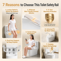 Barre de sécurité WC réglable en hauteur pour personnes âgées, installation sans perçage, vente en gros