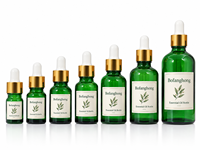 Flacon compte-gouttes en verre vert pour huile essentielle, sérum d'aromathérapie, 100 ml, bouchon argenté, flacons cosmétiques vides, impression personnalisée, 100 pièces