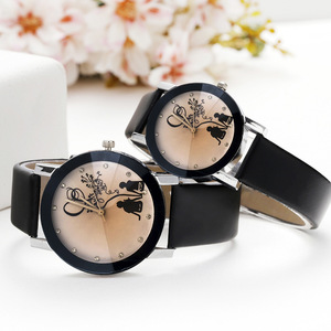Montres de couple de luxe en gros, sportives et à quartz, avec bracelets en acier inoxydable et en cuir - Product Image 2