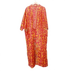 Robe longue élégante pour femme en soie 100% imprimée, manches trois-quarts, pyjama automne/hiver, vêtement de nuit sexy, thermique et doux - Product Image 1