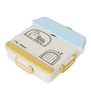 Boîte à lunch pliable à 4 compartiments en plastique PP de qualité alimentaire pour enfants, design moderne, logo couleur personnalisé - Product Image 1